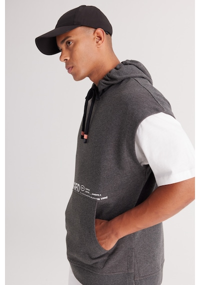 AC&Co / Altınyıldız Classics Erkek Antrasıt Melanj Oversize Bol Kesim Kapüşonlu Baskılı Sweatshirt Antrasit Melanj AC&Co / Altınyıldız Classics Erkek Antrasıt Melanj Oversize Bol Kesim Kapüşonlu Baskılı Sweatshirt Antrasit Melanj