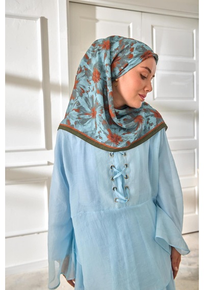 Silk Home Velora Eşarp 161001-17 Koyu Yeşil, Turuncu, Çelik Mavi, Bebe Mavi