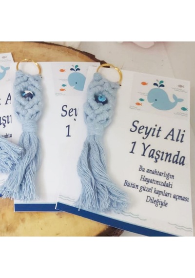 Nazarlıklı Makrome Anahtarlik Hediyelik Bebek Şekeri 30 Adet