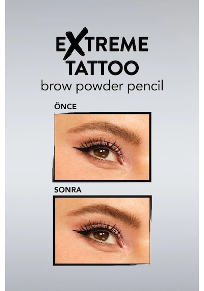 Flormar Extreme Tattoo Yumuşak Dokulu Pudra Bitişli Uzun Süre Kalıcı Fırçalı Kaş Kalemi 002 Medium Brown