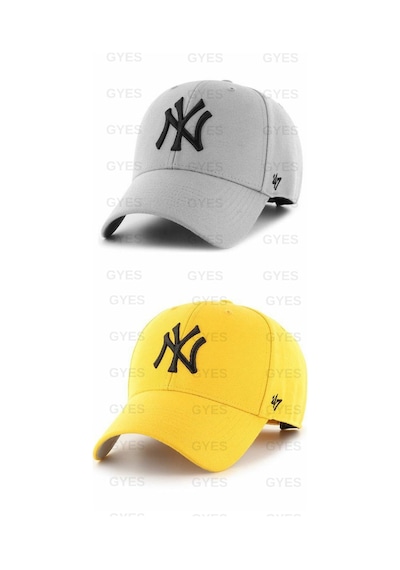 Gyes Spor Ny Şapka Unisex 2'li Takım Arkası Cırtlı Ayarlanabilir Gri Sari Gri - Sarı