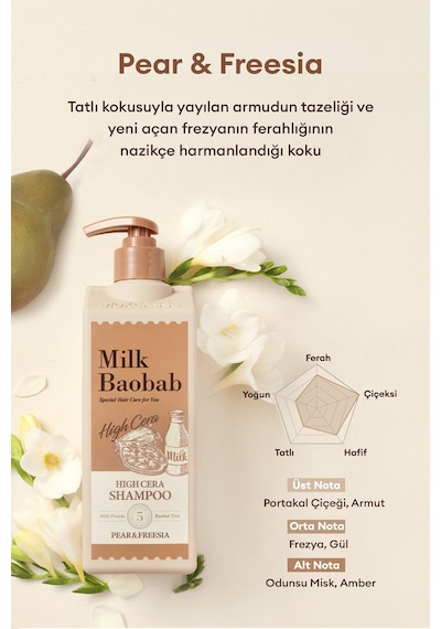 Kuru Saçlara Özel Yoğun Nemlendirici Şampuan Mılk Baobab High Cera Shampoo Pear&freesia