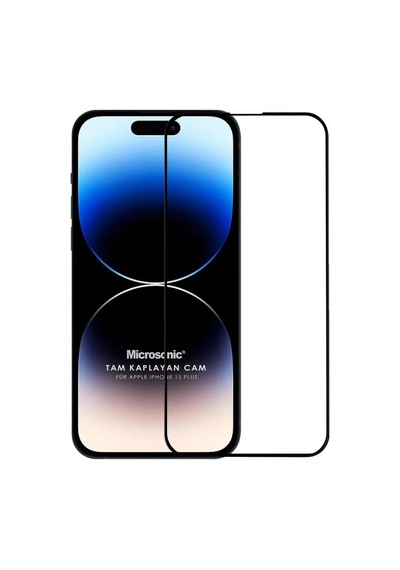 Ekran Koruyucu Apple İphone 15 Plus İçin Tam Kaplayan Temperli Cam Ekran Koruyucu Siyah