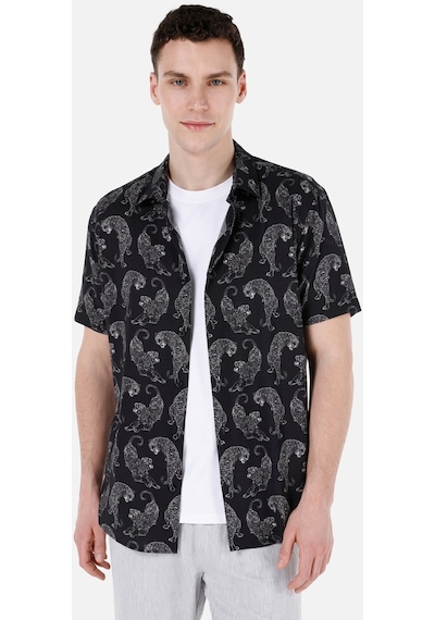 Colin's Colins Normal Kesim Shirt Yaka Siyah Erkek Kısa Kol Gömlek Siyah