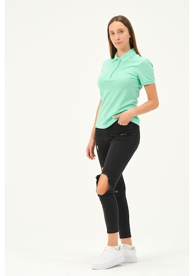 Msw Kadın Kısa Kollu Regular Fit Polo Yaka T-shirt Mint