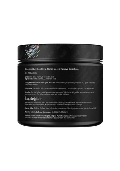 Kingsize Nutrition Beta Alanine Powder 310 Gr - Aromasız