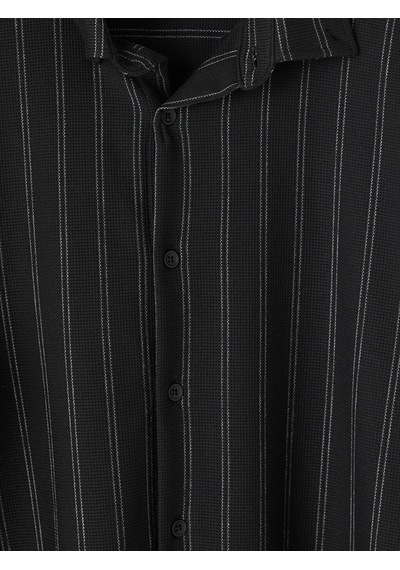 Lcw Vision Siyah Slim Fit Çizgili Erkek Gömlek