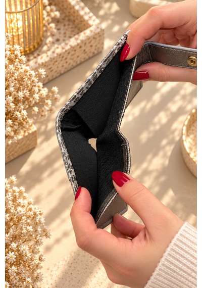 Elpida Bags Kadın Parıltılı Çok Bölmeli Çıtçıtlı Kartlık & Cüzdan