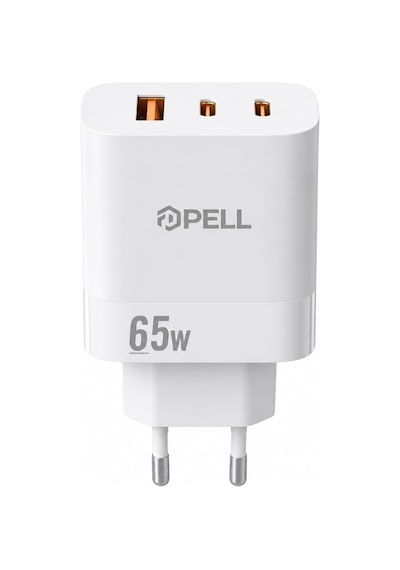 Pell 65w Pd Ultra Hızlı Şarj Başlığı, 2x Usb-c + Usb-a, Akıllı Güç Yönetimi, Laptop Ve Telefon İle Uyumlu