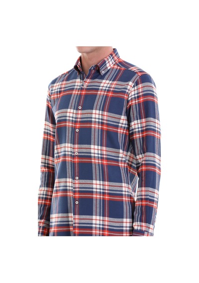 Hatemoğlu Lacivert Slim Fit Kareli 100% Pamuklu Düğmeli Yaka Uzun Kollu Kl Lacivert Hatemoğlu Lacivert Slim Fit Kareli 100% Pamuklu Düğmeli Yaka Uzun Kollu Kl Lacivert
