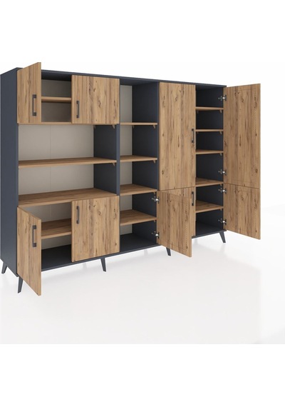 Hyperion Dolap 14 Raflı 9 Kapaklı 220x44x163 Antrasit-çam Atlas Çam - Antrasit Hyperion Dolap 14 Raflı 9 Kapaklı 220x44x163 Antrasit-çam Atlas Çam - Antrasit