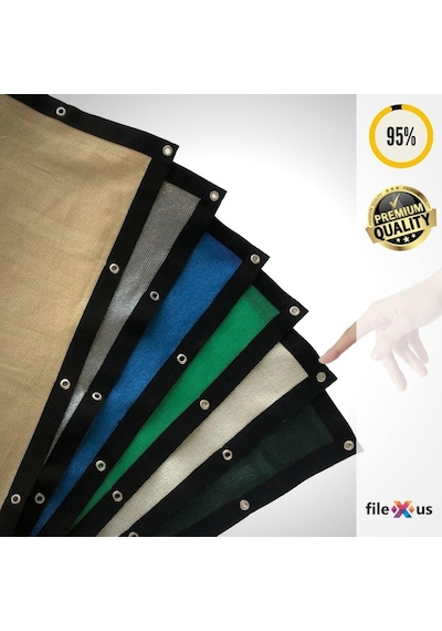 %95'Lik Gölgelik-Rüzgar Filesi-Koyu Bej |Premium Şerit Halka