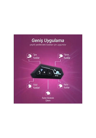 Kask Kulaklık Intercom Motorsiklet Kulaklığı Bt-22 5.0 Bluetooth
