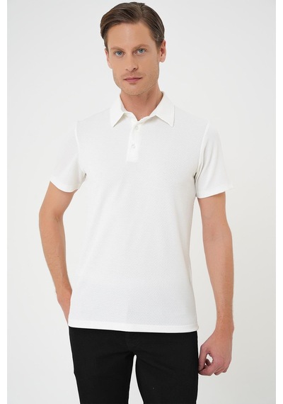 Efor Comfort Fit Polo Yaka Viskon Karışımlı Casual Beyaz Tişört Ts 901 Beyaz