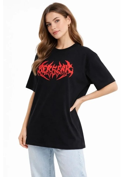De'charme Baskılı T-shirt Yazlık Kısa Kol Bisiklet Yaka Rahat Kalıp Tişört - Siyah