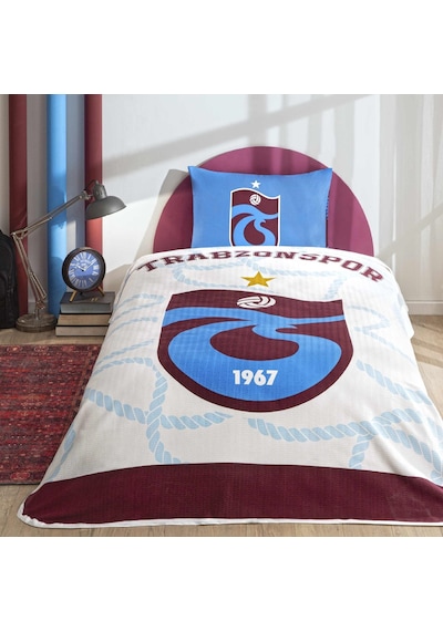 Taç Lisanslı Trabzonspor Mavi Tek Kişilik Pamuk Pike Takımı 000000001000047412