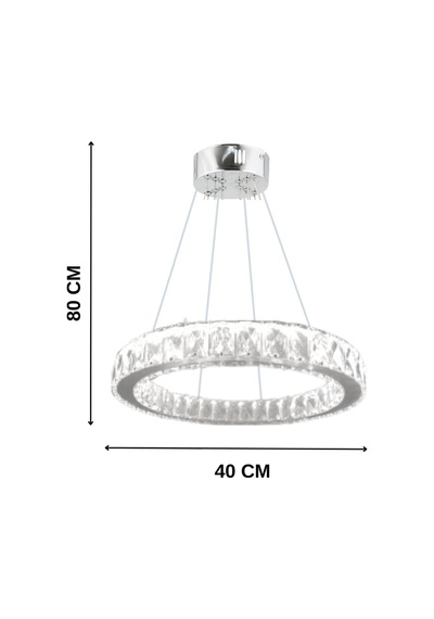 ZİLLA TEKLİ MODERN SARKIT KRİSTAL TAŞLI LED AVİZE - 3 RENK KUMANDALI-(Beyaz - Sarı - Gün Işığı)40 CM