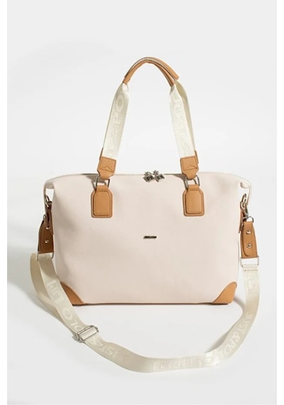 Just Polo Kadın Büyük Valiz Boy Ayarlanabilir Askılı Lüks El Ve Omuz Çantası Shopper Ebat: 33 X 40 Cm Krem - Taba