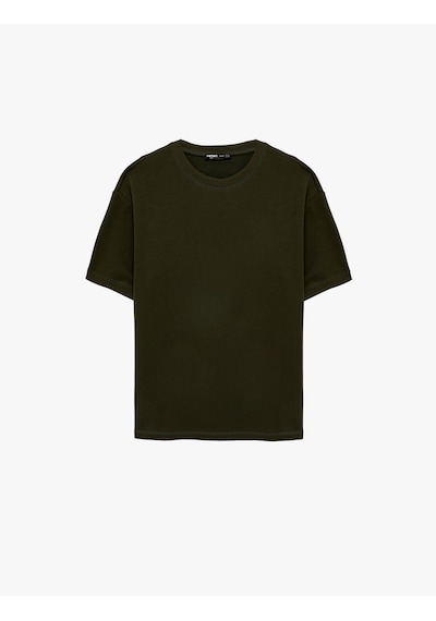 Koton Kısa Kollu Bisiklet Yaka Tok Kumaş Basic Oversize Tişört Haki 6sam10282mk Koton Kısa Kollu Bisiklet Yaka Tok Kumaş Basic Oversize Tişört Haki 6sam10282mk