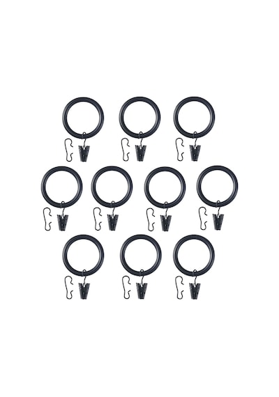 Perde Halkası Seti, Siyah, 38 Mm, 10 Adet Siyah