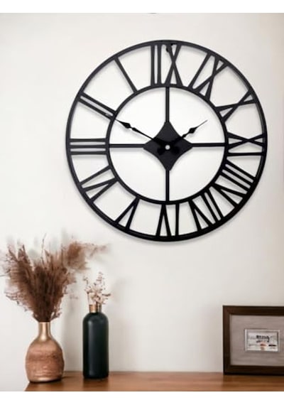 30 Cm Çapında Roma Rakamlı Metal Duvar Saati, Şık Tasarım 0240-keçe-şekilli-48cm
