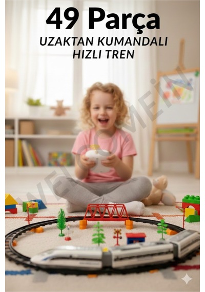 Welcomein Oyuncak Uzaktan Kumandalı 49 Parça Işıklı 265 Cm Hızlı Tren Set