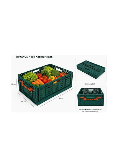Yeşil Katlanır Kasa Plastik 40 60 22 Cm Camp