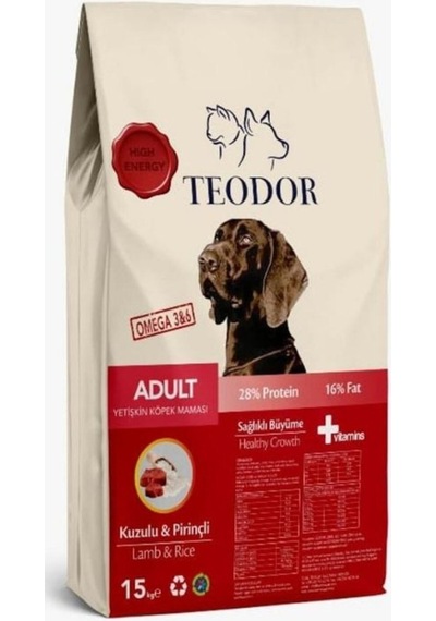 Teodor Kuzu Etli Yetişkin Köpek Maması 15kg %28 Protein %16 Yağ