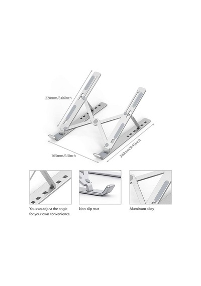 Arabulalaca Apple Uyumlu MacBook Air 13" 2020 A2337 M1 Katlanabilir Taşınabilir 7 Kademeli Metal Stand