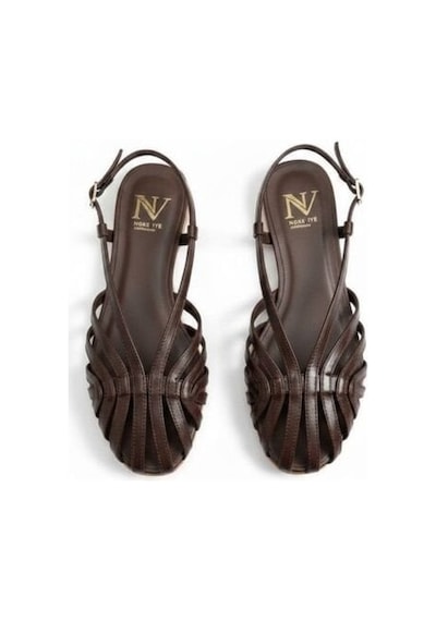 Ne&ve Shoes Kahve Deri Biye Kadın Günlük Sandalet