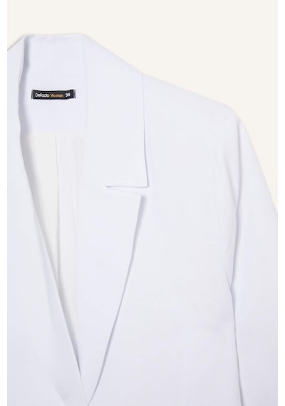 DeFacto Oversize Geniş Kalıp Keten Karışımlı Beyaz Blazer Ceket Z2536AZ25SPWT34 Beyaz