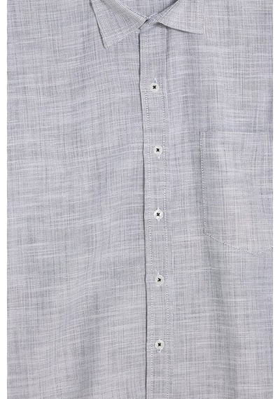 Tudors Erkek Regular Fit Klasik Kesim Oversize %100 Pamuk Keten Doku Gri Gömlek-42669