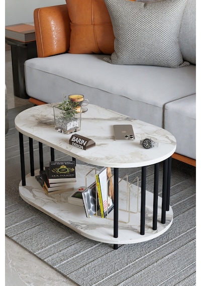 Modern Oval Orta Sehpa Çift Katlı Metal Ayaklı Salon, Ofis, Dekoratif Sehpa, Kahve Sehpası Beyaz Mermer Modern Oval Orta Sehpa Çift Katlı Metal Ayaklı Salon, Ofis, Dekoratif Sehpa, Kahve Sehpası Beyaz Mermer
