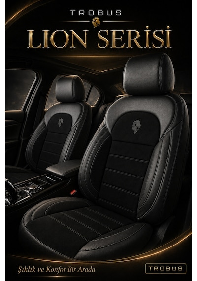 Renault R9 Broadway 1990-2000 Uyumlu Lion Serisi Tay Tüyü Siyah Premium Koltuk Kılıfı 70505320