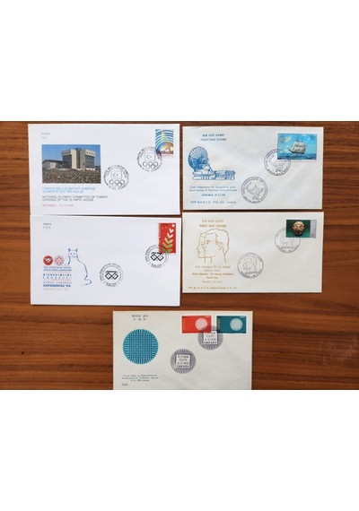 5 Adet Yerli İlk Gün Zarfı Fdc. 1970 Ve 1995 Arasına Ait Farklı Zarflar