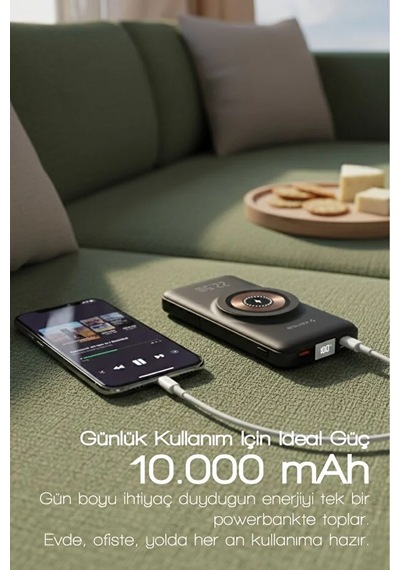 10000 Mah Magsafe Uyumlu Taşınabilir Powerbank Dahili Kablolu 22.5w Scp 20w Pd 15w Wireless Siyah