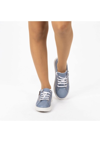 Kadın Hakiki Deri Geniş Kalıp Günlük Ayakkabı Sneakers Mavi