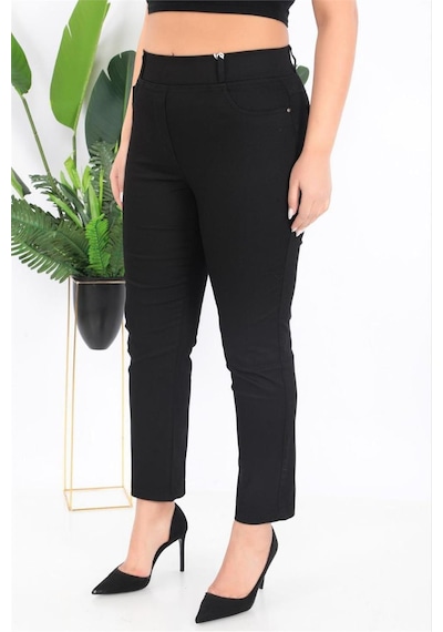 Petunya Butik Bel Lastikli Punto Kumaş Pantolon Siyah