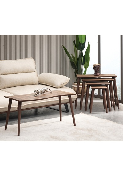 Vovvahome Salsa 4lü Mdf Ahşap Zigon Sehpa Ve Orta Sehpa - Ceviz