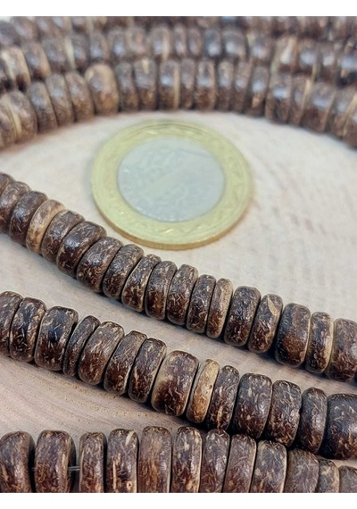 Bileklik Boy Hindistan Cevizi Kabuğu Ahşap Yarım Dizi Rondela Kesim 8.5 3mm 18cm Uzunluğundadır Çok Renkli