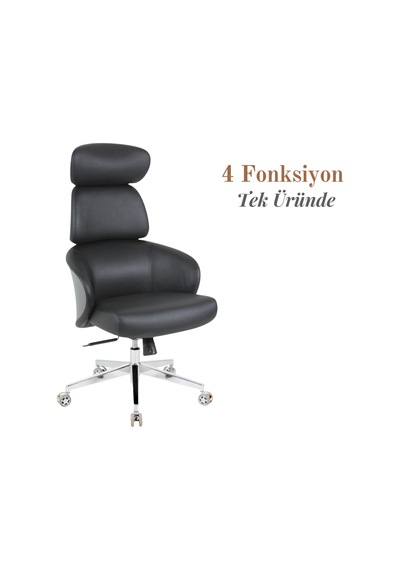 Casella Rondo Döşemeli Yönetici Koltuğu Ofi S Koltuğu Ergonomik, Şık Ve Fonksiyonel Siyah - Suni Deri