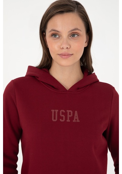 U.S. Polo Assn. Kadın Bordo Basic Kapüşonlu Sweatshirt 50289536-VR014