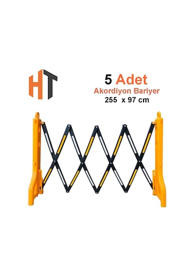5'li Akordiyon Bariyer Seti Sarı 255 X 97 Cm