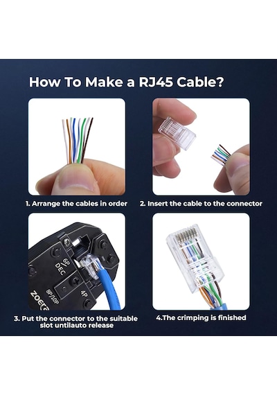 250 Adet - Rj45 Cat5 Cat6 Konnektör Network Jak Ethernet Uç