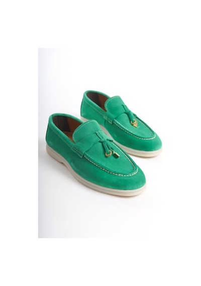 Mubiano Hakiki Deri Collection Kadın Süet Loafer & Babet Yeşil -mckry1410-y Yeşil