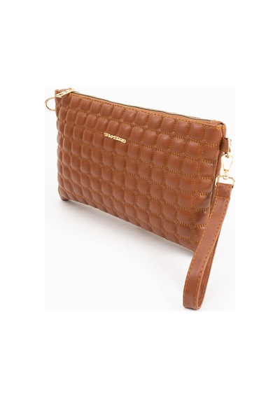 Sanmorris Kadın Suni Deri Taba Renkli Ayarlanabilir Çapraz Ve El Askılı Portföy, Clutch Çanta Taba