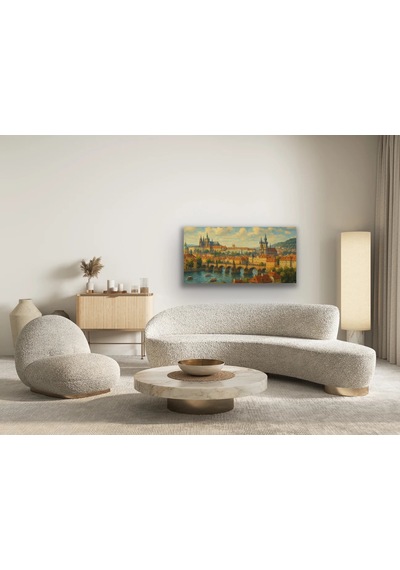 Bezos Prag Şehir Manzarası Kanvas Tablo 60x120cm Mbt06 Çok Renkli