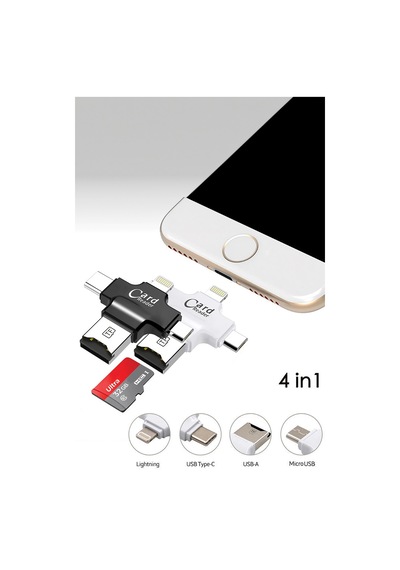 Thentech 4 İn 1 Type-c Akıllı Telefon Kamera Uyumlu Lightning Micro Usb Kart Okuyucu