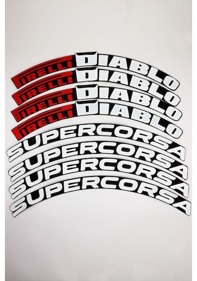 Motosiklet 3d Lastik Yazısı Pirelli Diablo Supercorsa Kırmızı