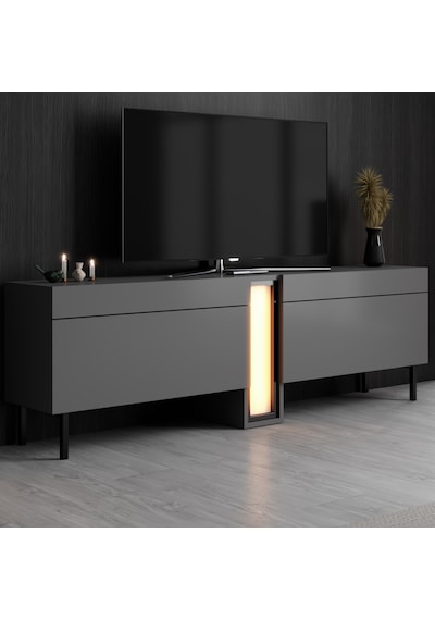 Nova Siyah Demir Ayaklı Rgb Led Işık Sistemli Antrasit Tv Ünitesi Tv Sehpası Antrasit - Siyah Nova Siyah Demir Ayaklı Rgb Led Işık Sistemli Antrasit Tv Ünitesi Tv Sehpası Antrasit - Siyah